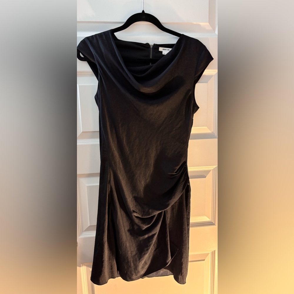 Helmut Lang Black Draped Dress perfect for any occasion drew her up or down .